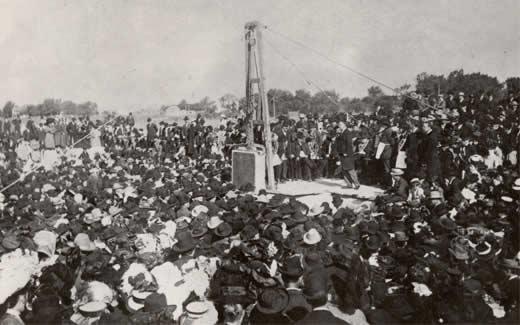 The cornerstone of the future Administration Building (also known as Academic Hall) was laid on October 12, 1907.  The event was attended by a wide array of local politicians and almost the entire Maryville community.